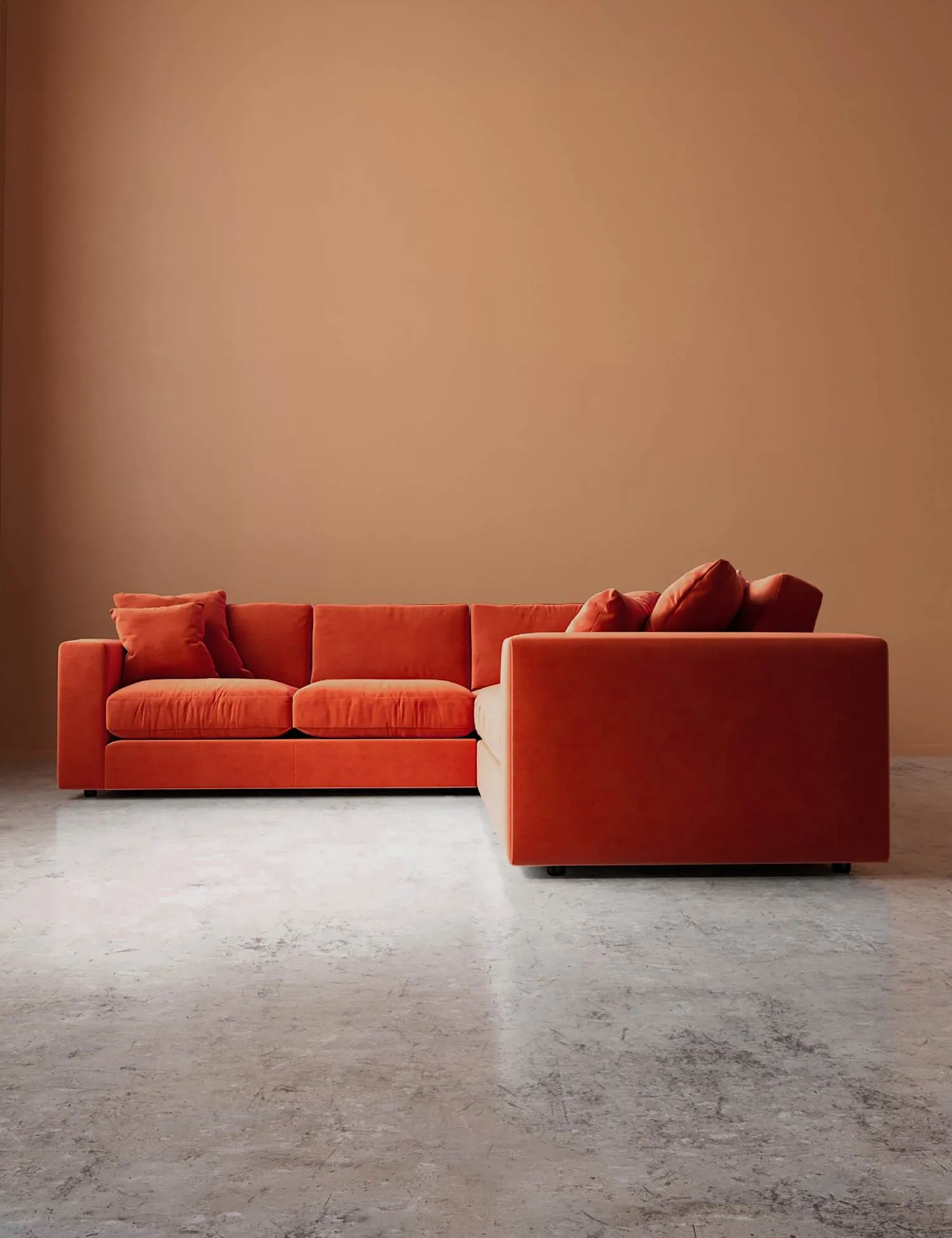 Swoon Easy Velvet Corner Sofa Orange