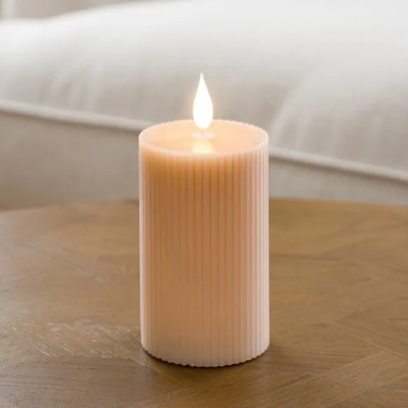 LED Tap Out Ribbed Pillar Candle 1