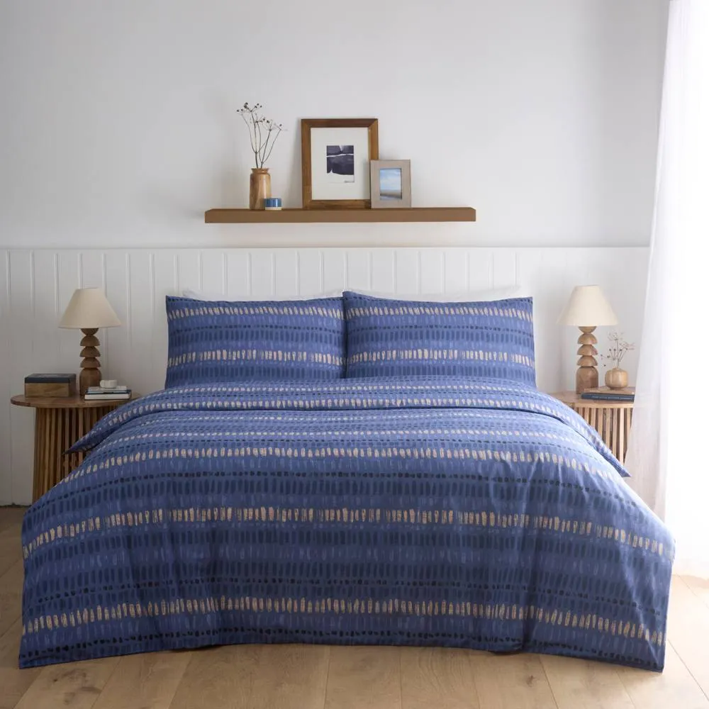 Portfolio Home Kai Geometric Striped Duvet Cover Set With Pillow Case Bedding in Blue