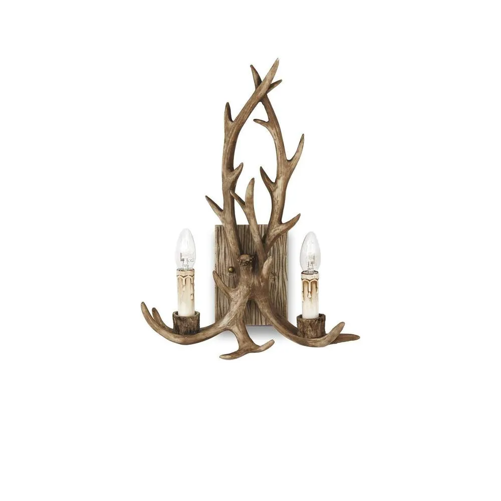 Netlighting Chalet 2 Light Indoor Wall Light Brown E14
