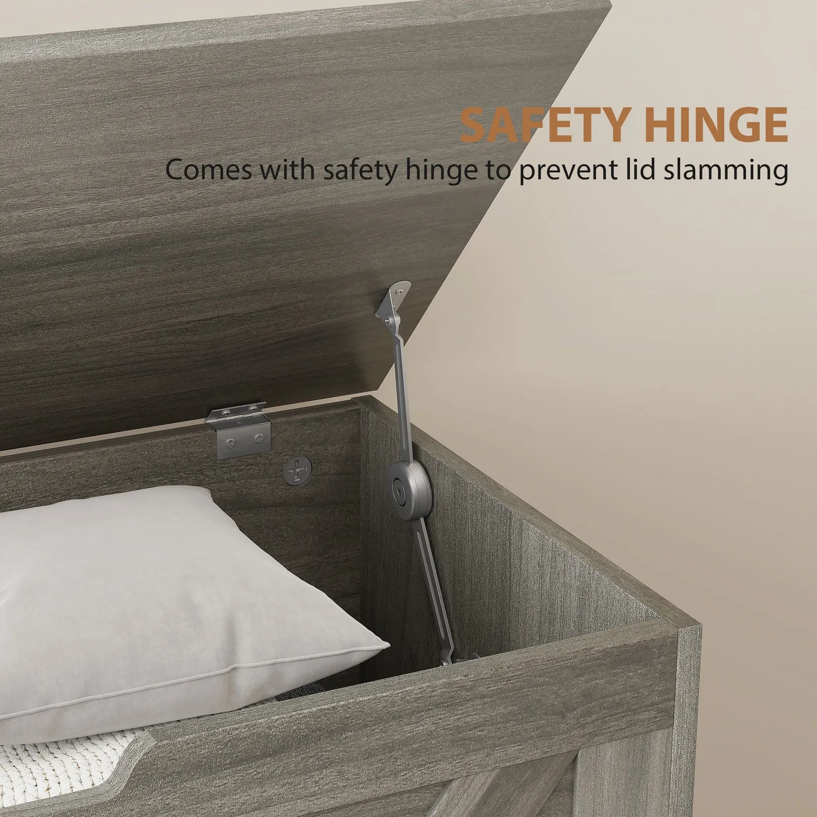 HOMCOM Storage Trunk with Safety Hinge, 80cm, Charcoal Grey in Dark Grey 5