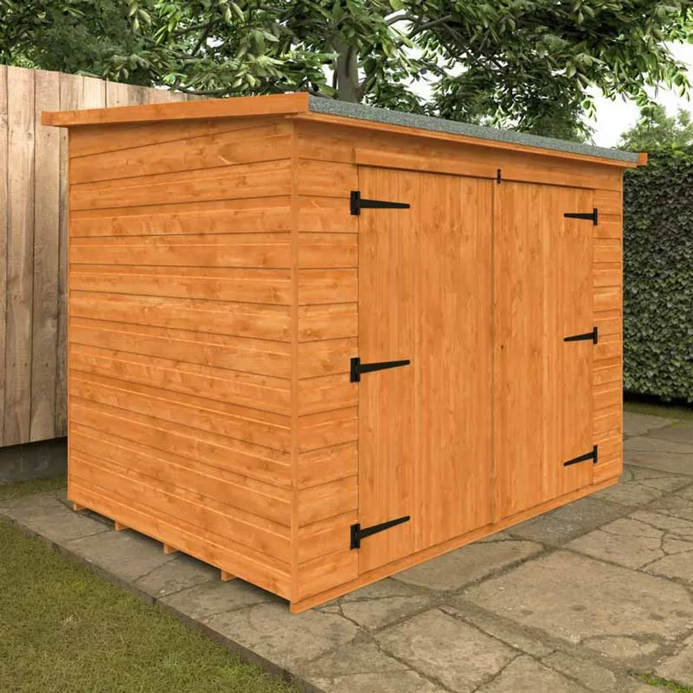 Buttercup Farm 7 x 5 Feet Pent Compact 12mm Shed - Solid Wood/Softwood/Pine in Burnt Orange 2