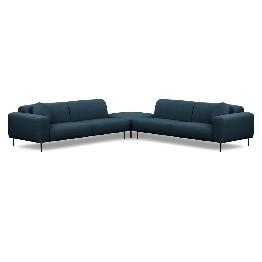 Heal's Luna Large Corner Sofa Siena Cotton Deep Sea Black Feet