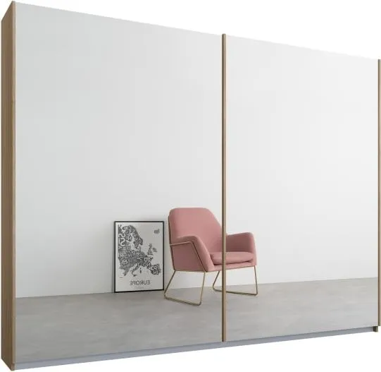 Malix 2 door 225cm Sliding Wardrobe, Oak Frame, Mirror Doors