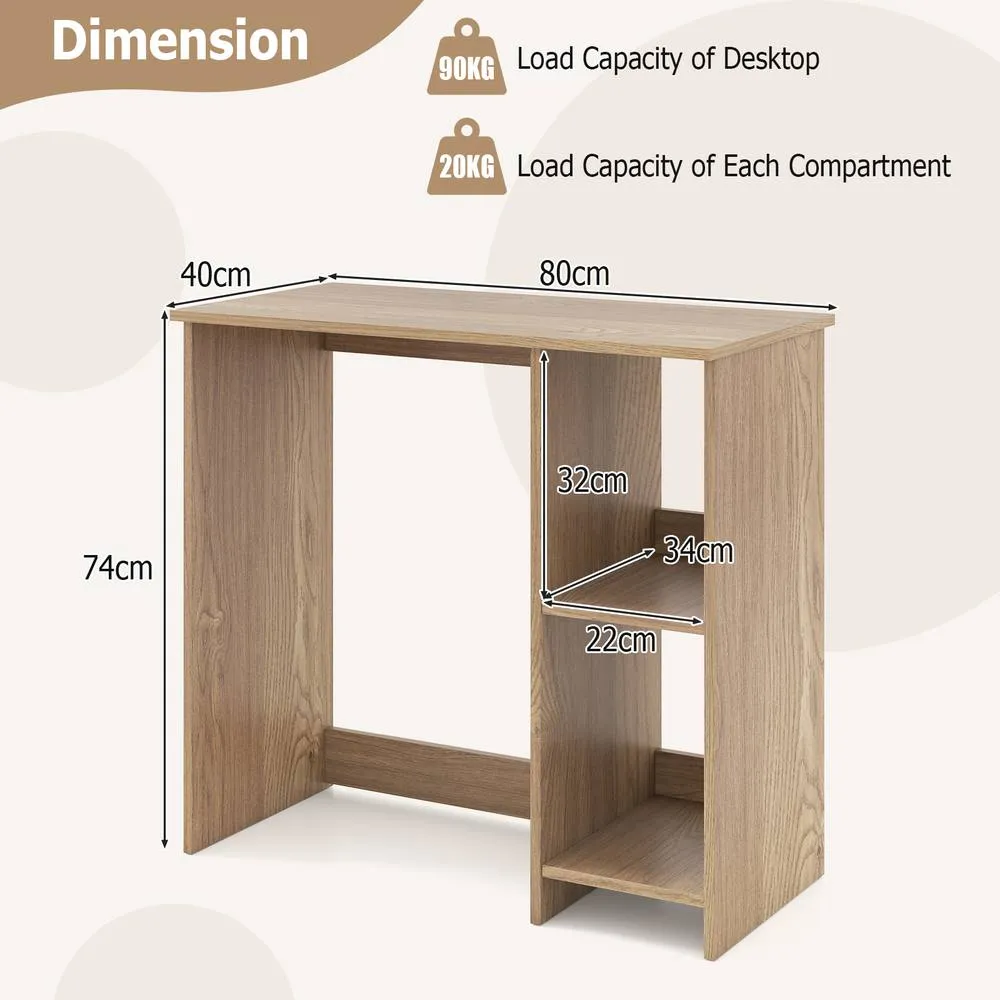 Costway Wooden Computer Desk 80 CM Home Office Desk Study Writing Desk in Natural 2