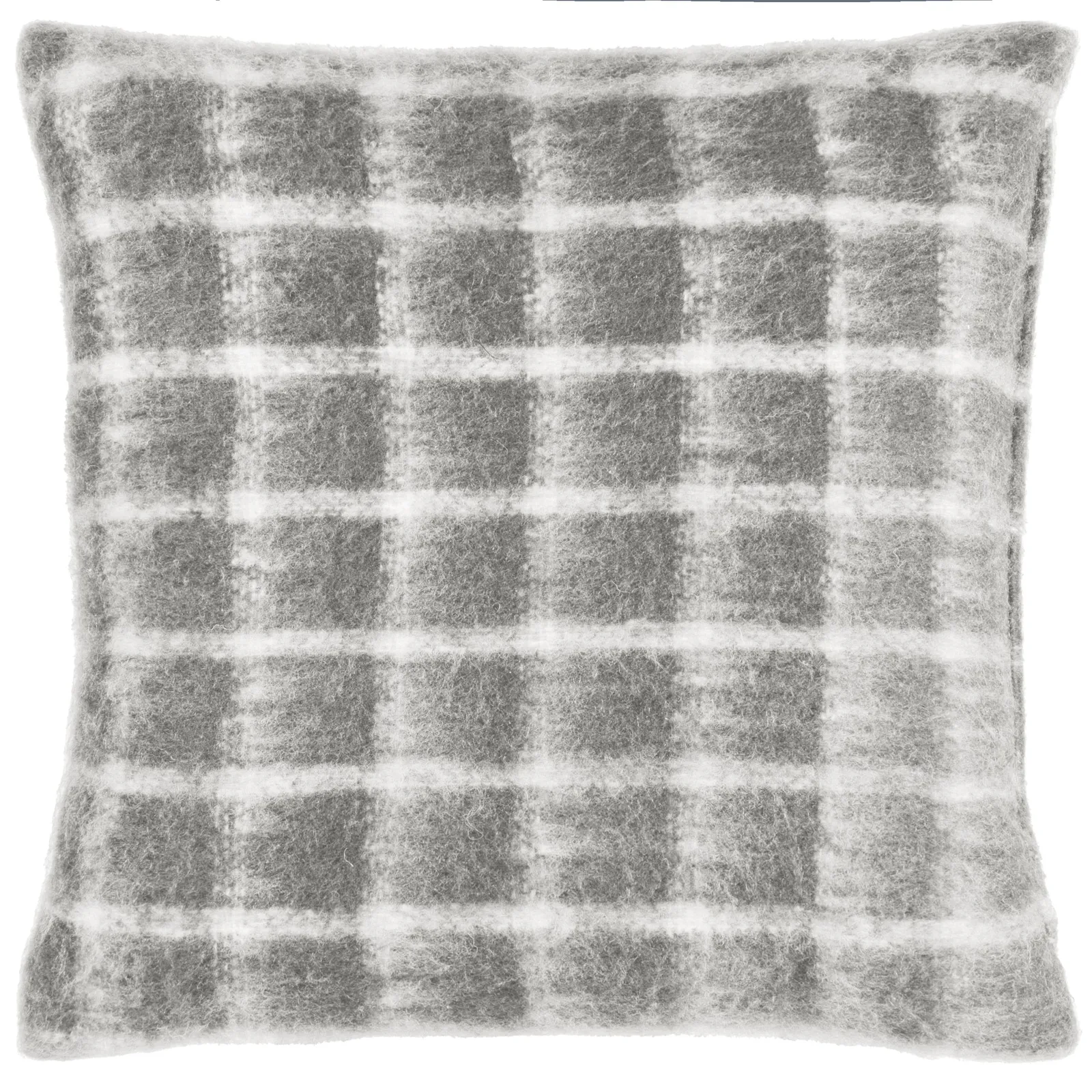 Yard Yarrow Check Faux-Mohair Cushion in Light Grey 2