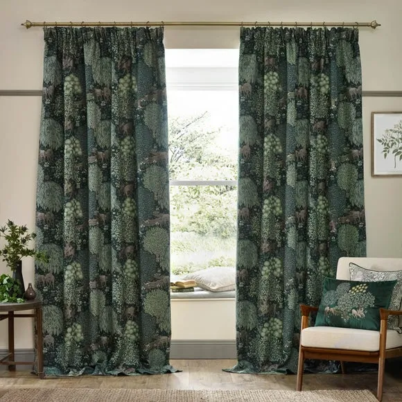 Morris & Co. The Brook Jacquard Pencil Pleat Curtains 2