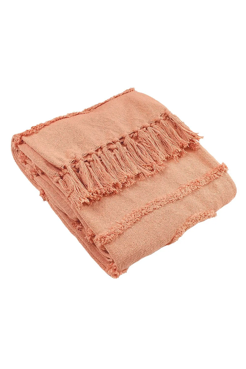 Furn Jakarta Woven Cotton Tufted Tasselled Throw in Light Pink