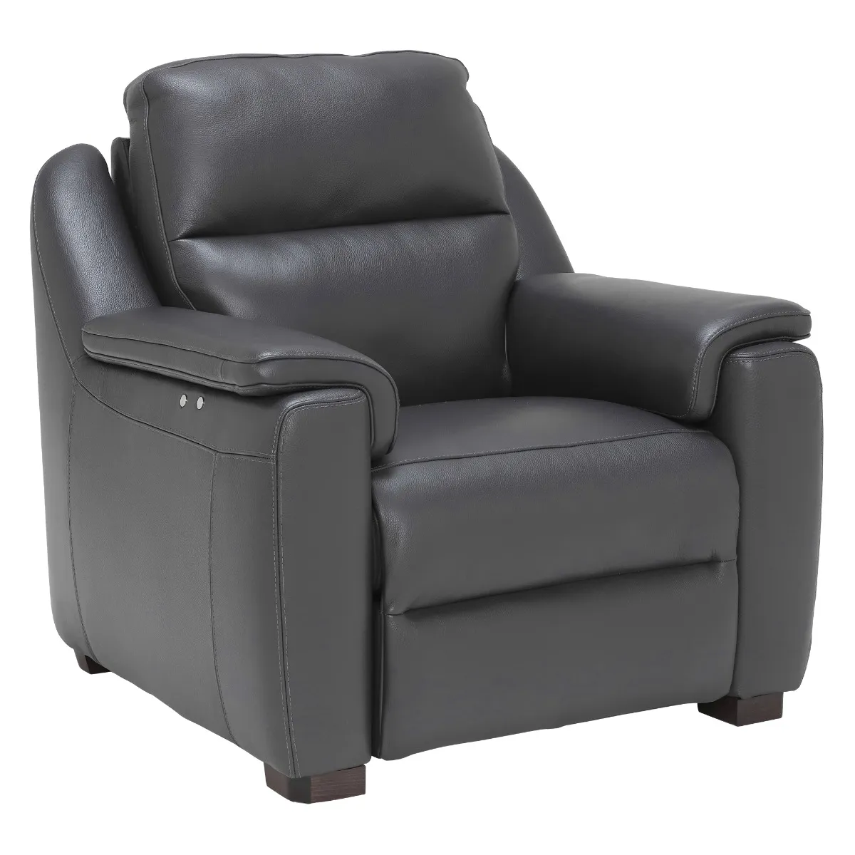 Strauss Grey Leather Recliner Armchair