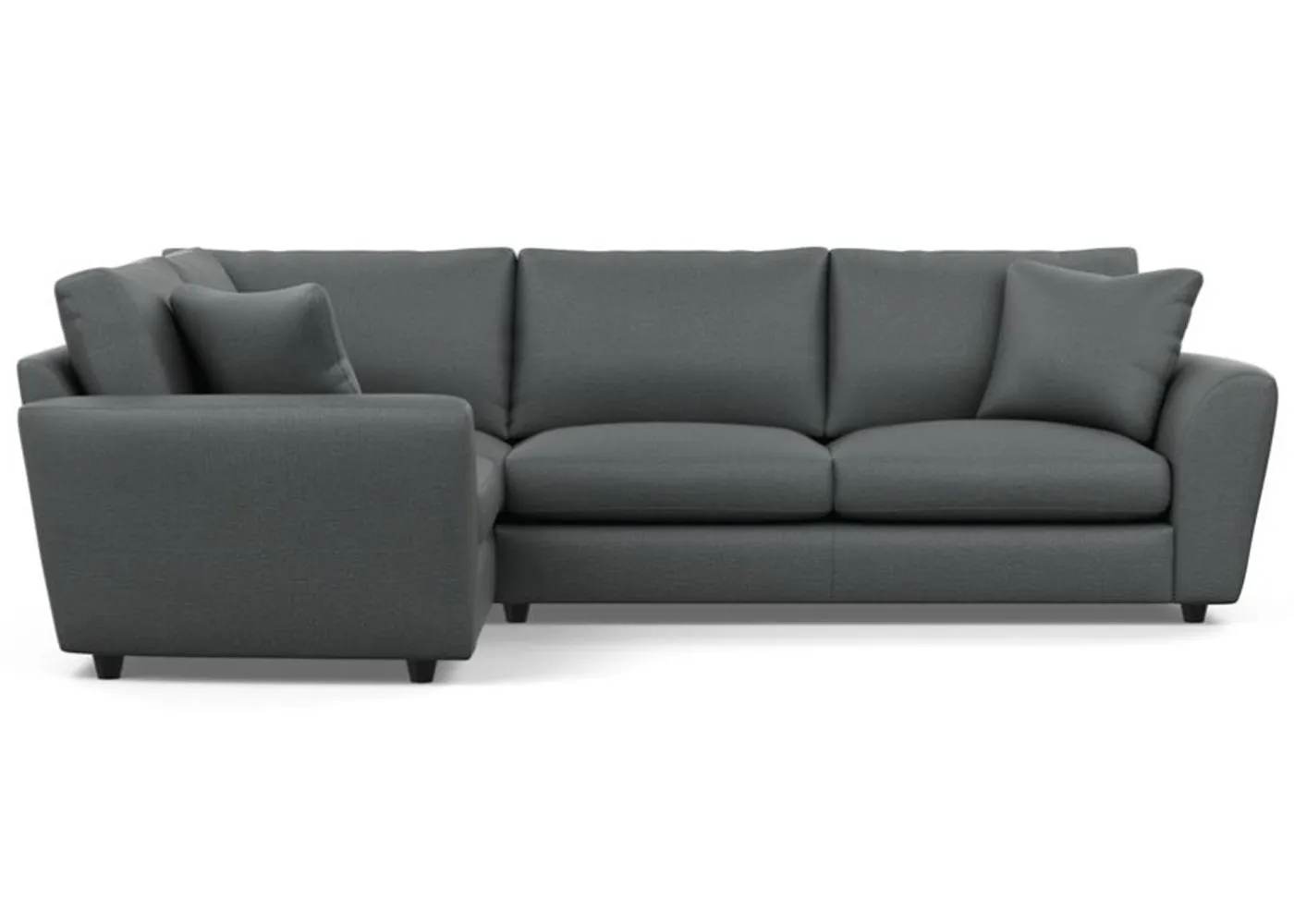 Heal's Snooze Left Hand Facing Corner Sofa Broad Weave Lagoon Black Feet 1