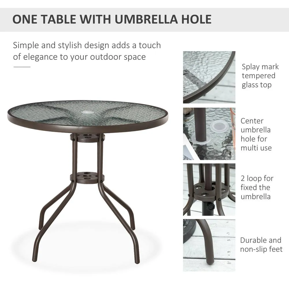 OUTSUNNY 6 Piece Patio Dining Set with Garden Umbrella 4 Folding Chairs in Grey 4