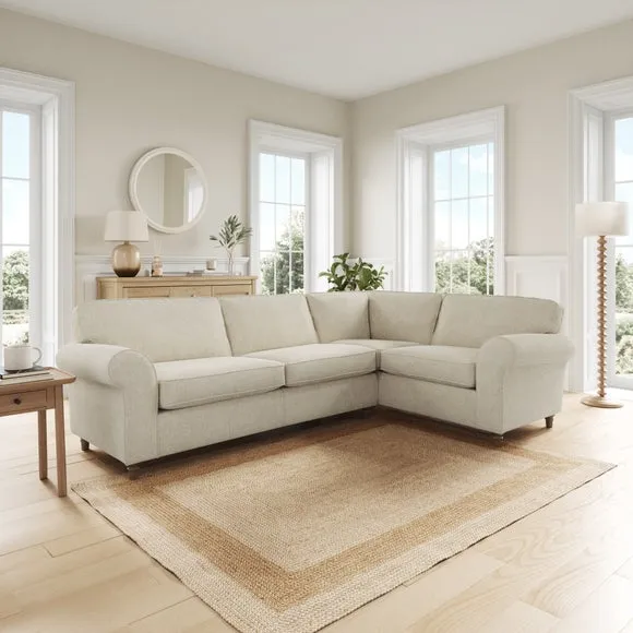 Flori Tonal Plush Chenille Corner Sofa 1