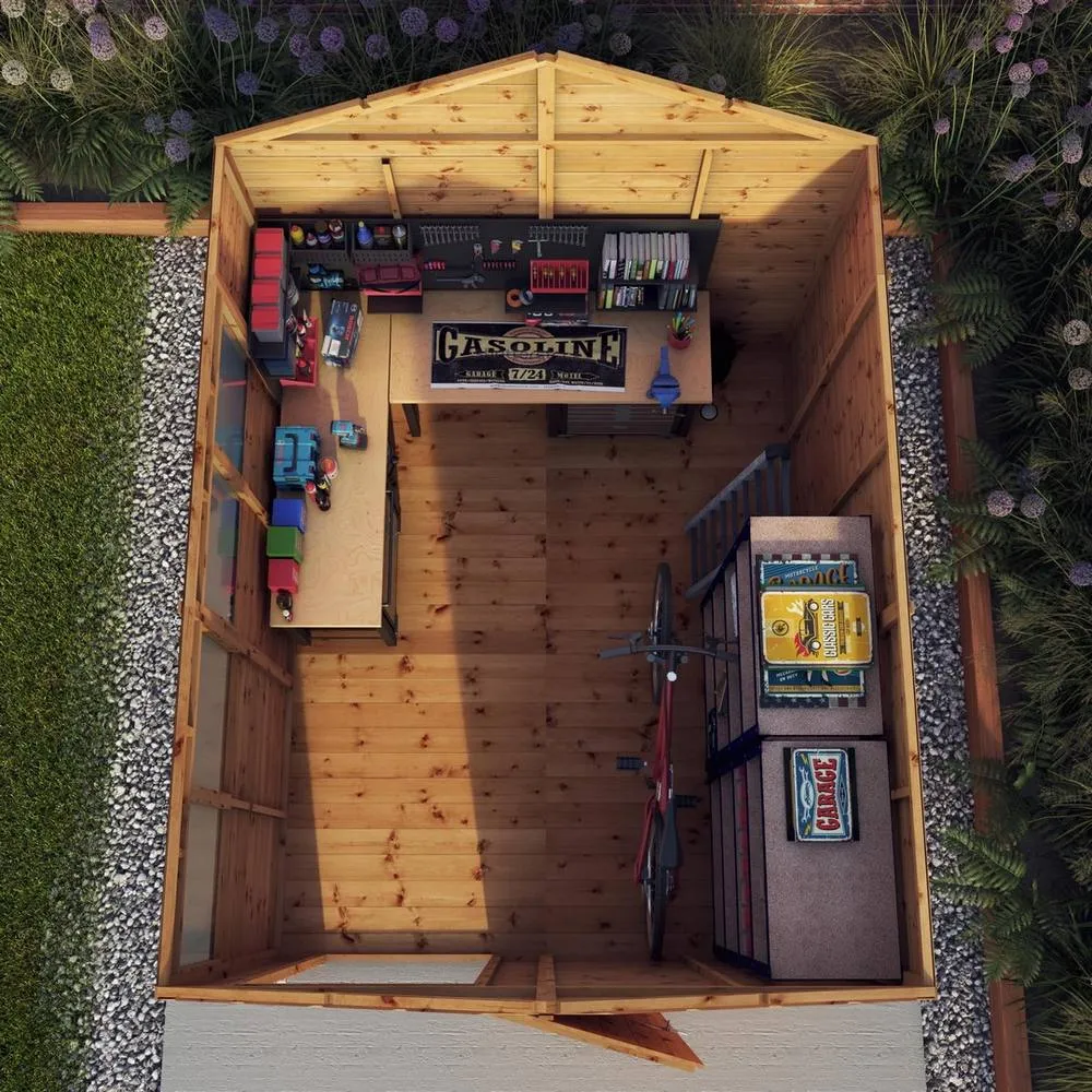 Mercia 10 x 8 Feet Shiplap Apex Shed - L296.6 x W250.4 x H235.6 cm - Brown 6