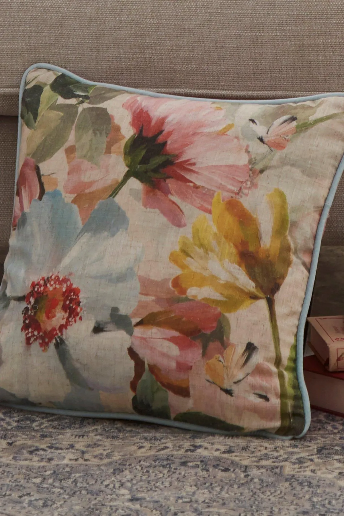 Appletree 'Serenity' Velvet Filled Cushion in Duck Egg Blue
