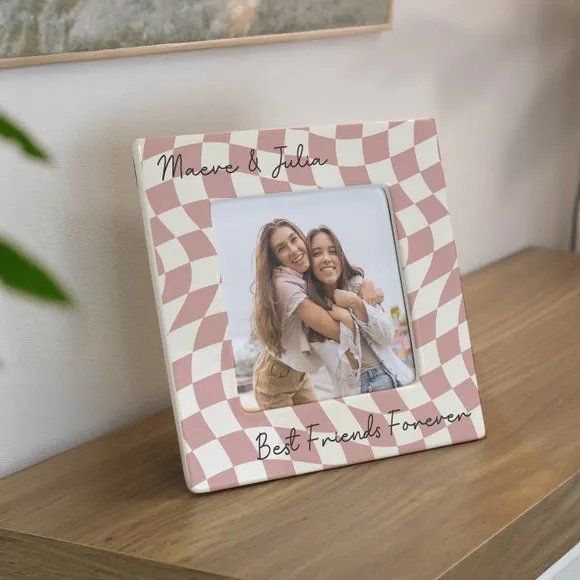 Personalised Checkerboard Ceramic Photo Frame 2