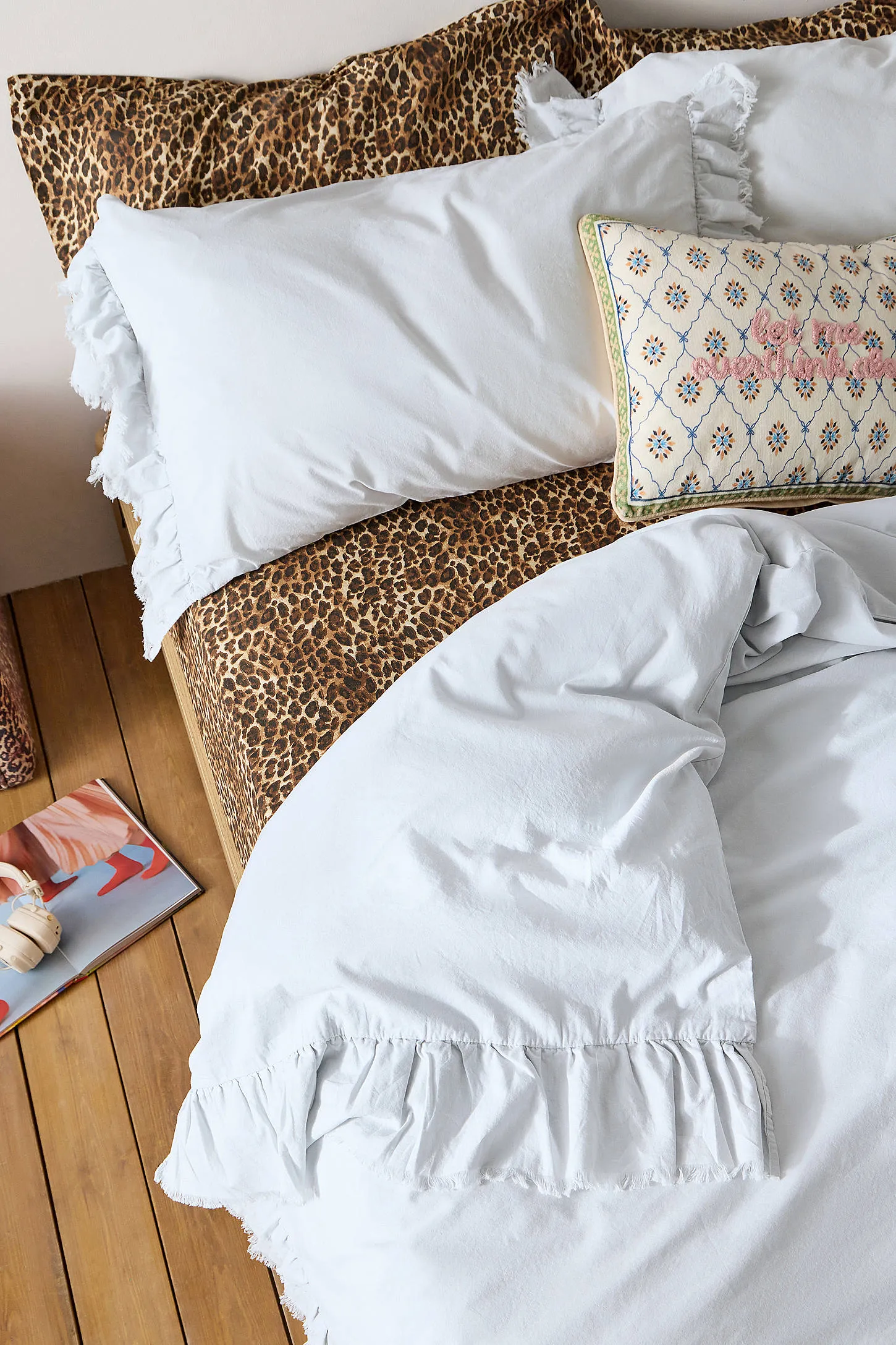 Double Ruffle Duvet Set - Light Blue 5