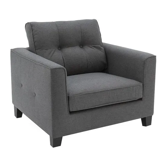 Rawls Fabric Sofa Chair In Charcoal With Wenge Finish Legs