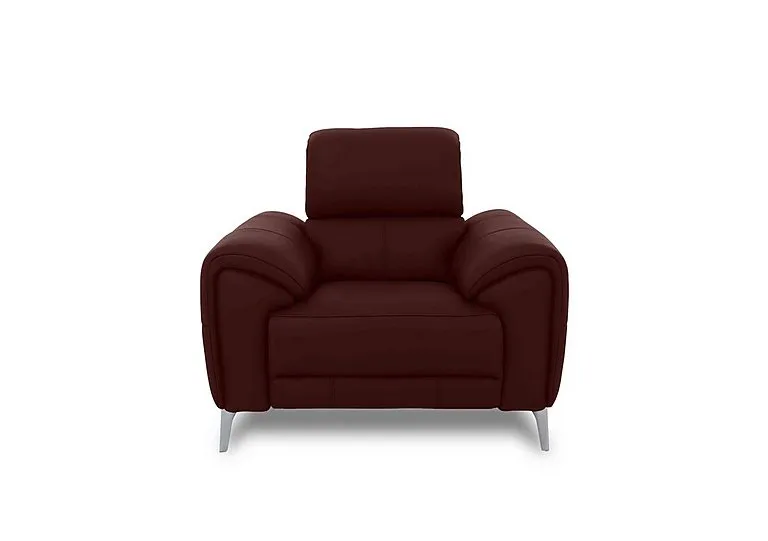 Vino Leather Power Recliner Chair with Power Headrest and Heated Seat - Ruby