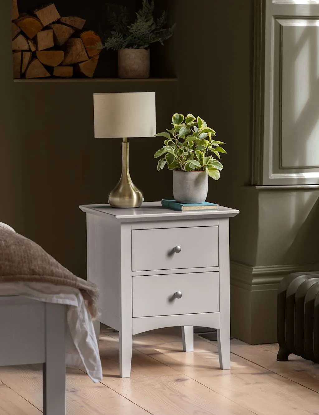 Gallery Direct Hastings Grey 2 Drawer Bedside Table Grey