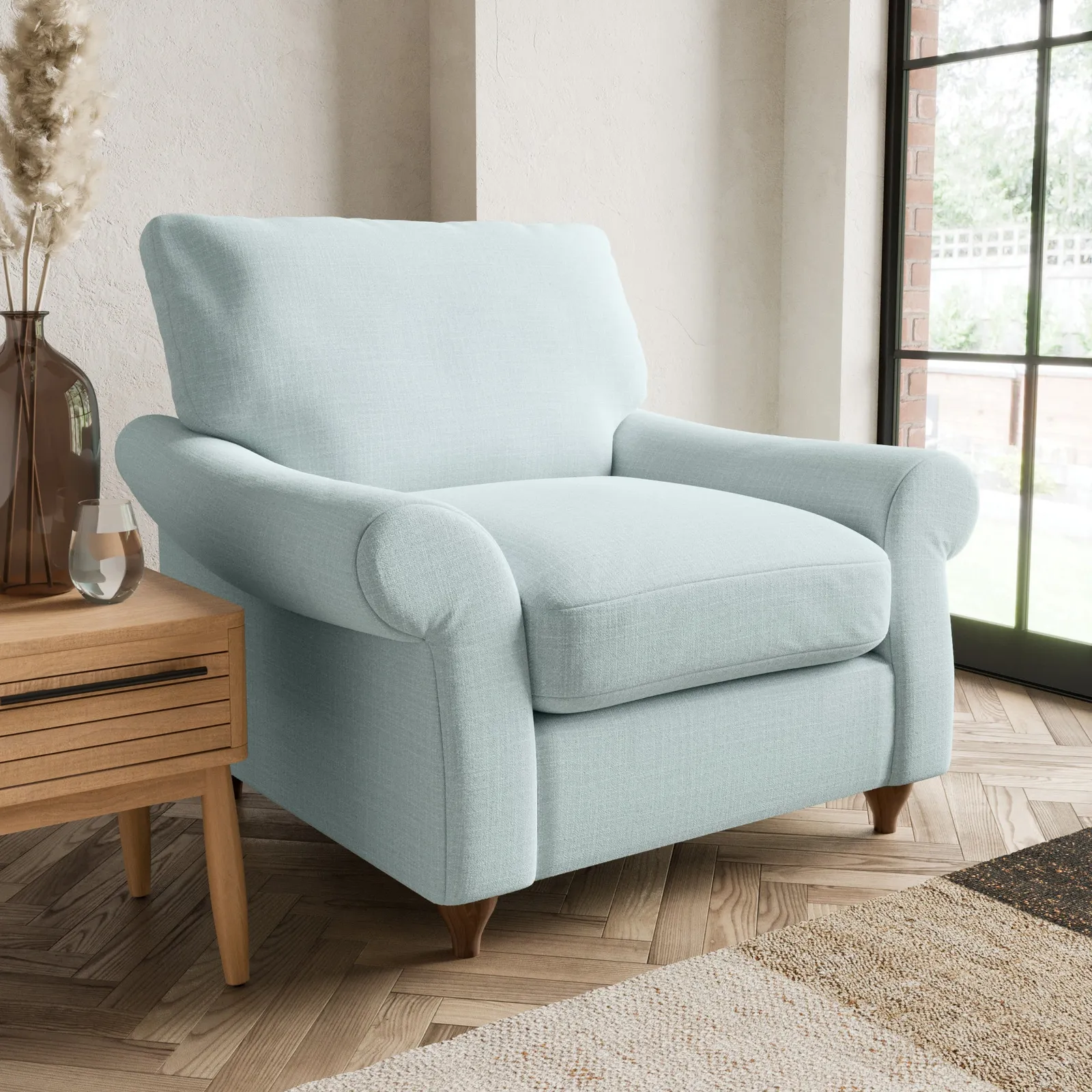 Salisbury Slub Cotton Blend Armchair Light Blue