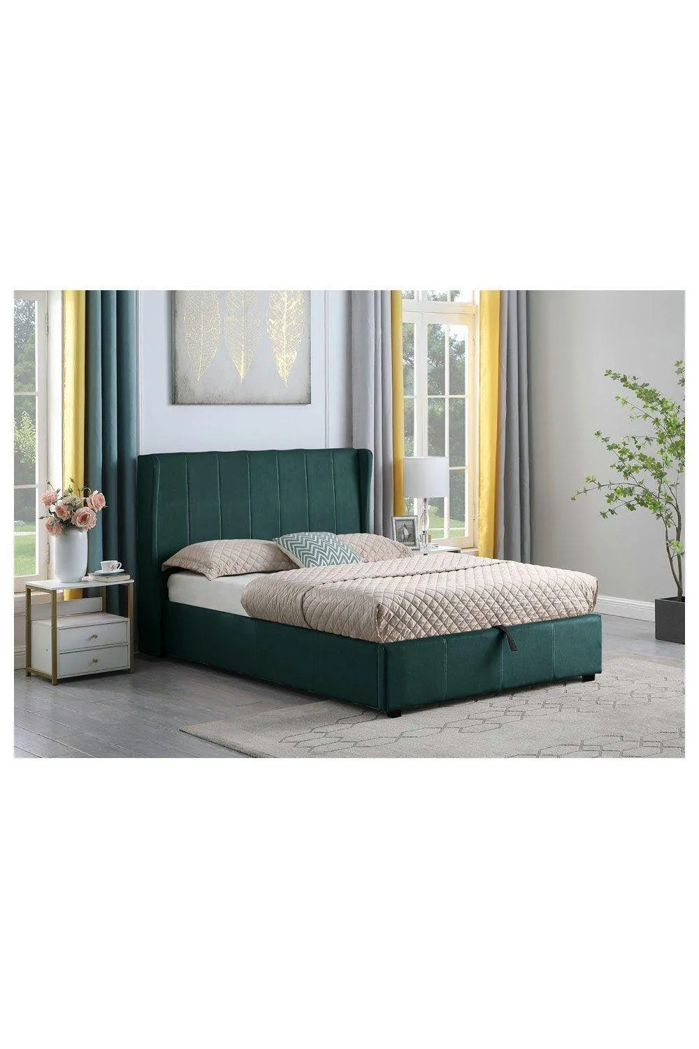 Seconique Amelia Plus 5' King Storage Bed in Dark Green