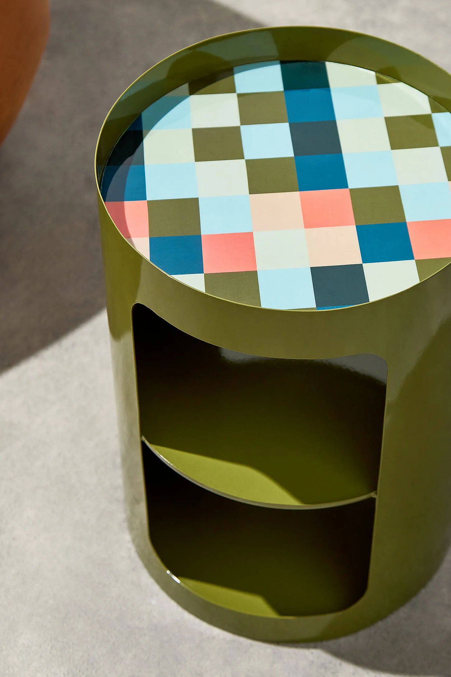 Devon Checkerboard Side Table - Green