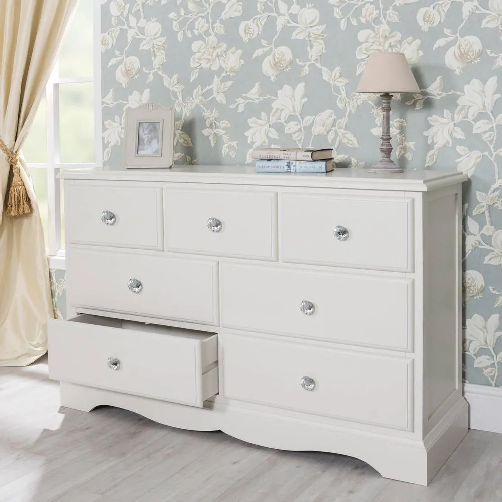 Statement Furniture Romance 3 Over 4 Chest of Drawers with Crystal Handles in Light Grey 3