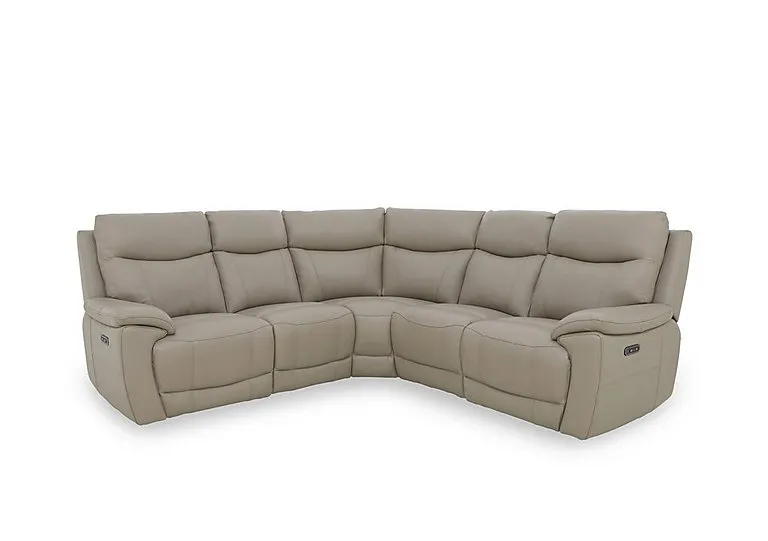 Sloane Leather Large Power Recliner Corner Sofa with Power Headrests - Oyster