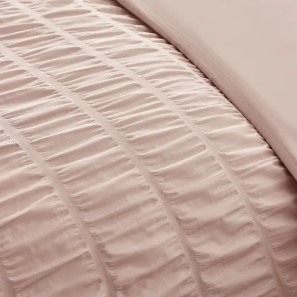 Catherine Lansfield Seersucker Frill Duvet Cover & Pillowcase Set 4