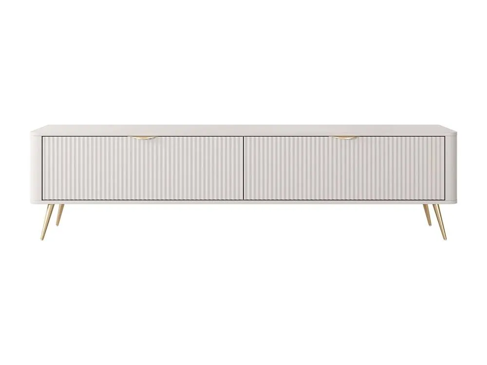 Vente-unique TV Unit With 2 MDF Doors - Beige & Gold - ELONARIA 2