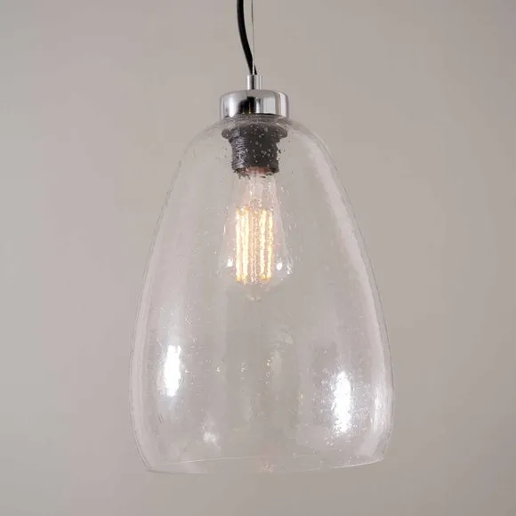 Pacific Lifestyle Beja Organic Shape Tall Clear Bubble Glass Pendant, Clear 2