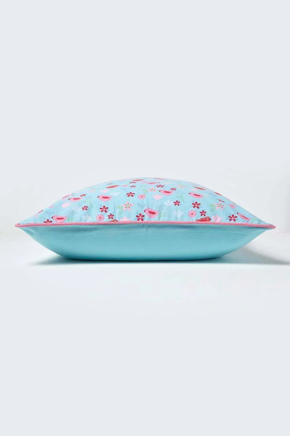 Homescapes Cotton Birds & Flower Cushion Cover in Blue 3