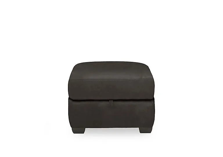 Compact Collection Titch Leather Storage Footstool - Dark Chocolate
