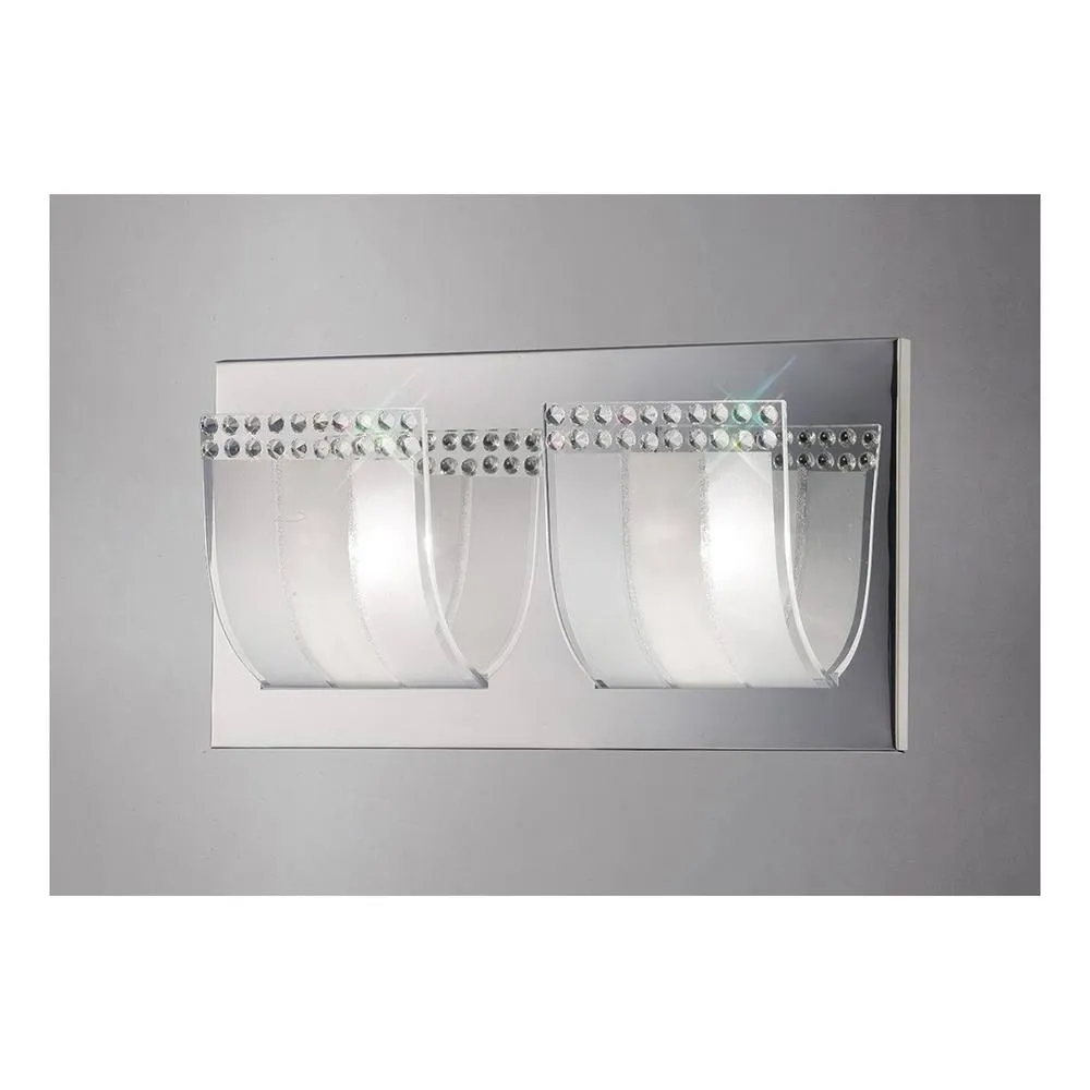 Netlighting Charis Flush Wall Lamp Switched 2 Light Polished Chrome Glass Crystal in Grey 2