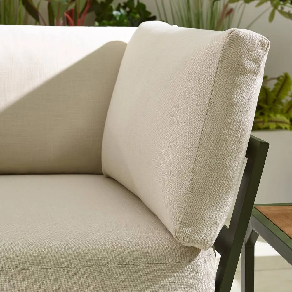 FurnitureboxUK Capri Green Metal & Cream Garden Corner Sofa Set 6