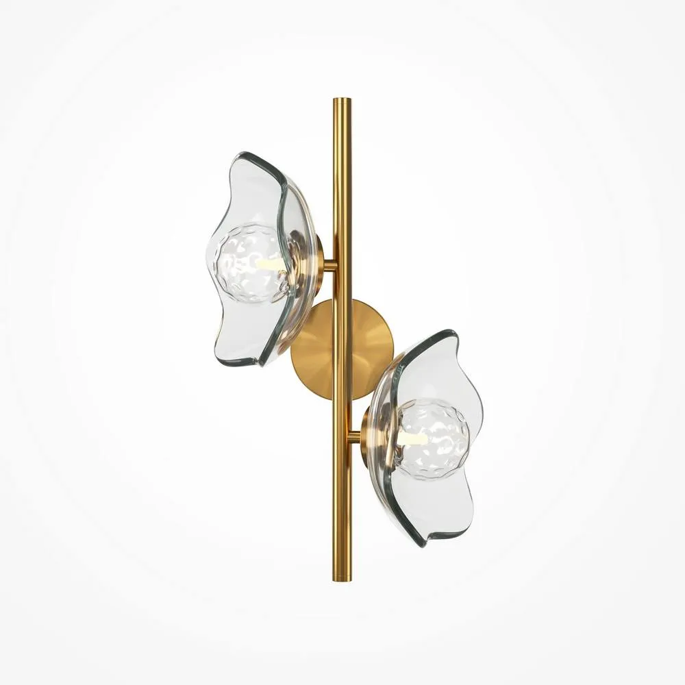 Netlighting Miracle Modern Wall Lamp Brass 2xG9 Glass Shade in Gold