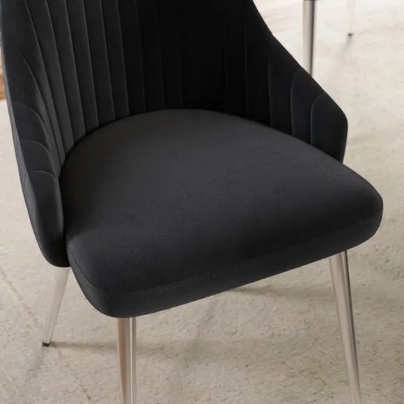 Shea Set of 2 Chrome Leg Dining Chairs, Velvet 4