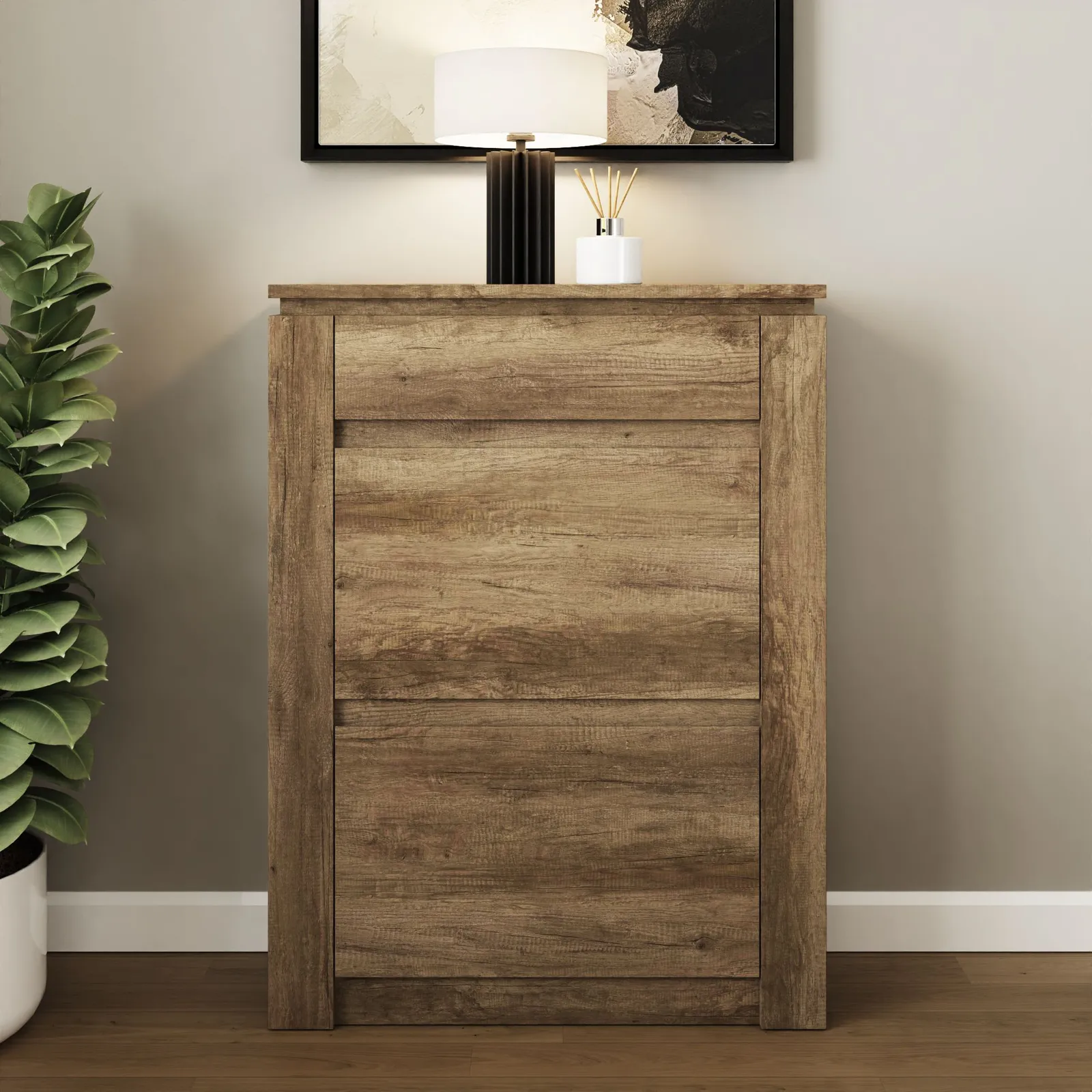 GFW Canyon Oak Shoe Cabinet in Light Oak
