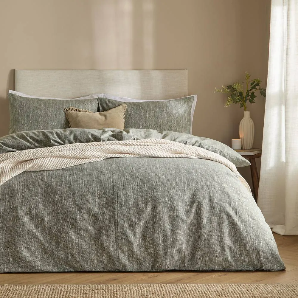 Yard Harris 100% Brushed Cotton Duvet Cover Set in Olive 1