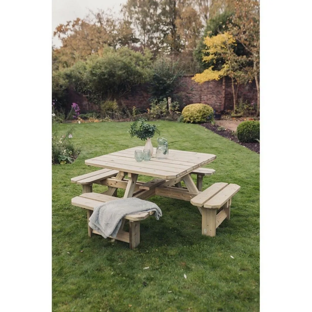 Churnet Valley Garden Furniture Ltd Square Table Sits 8, Wooden Furniture - Minimal Assembly Required in Brown 3