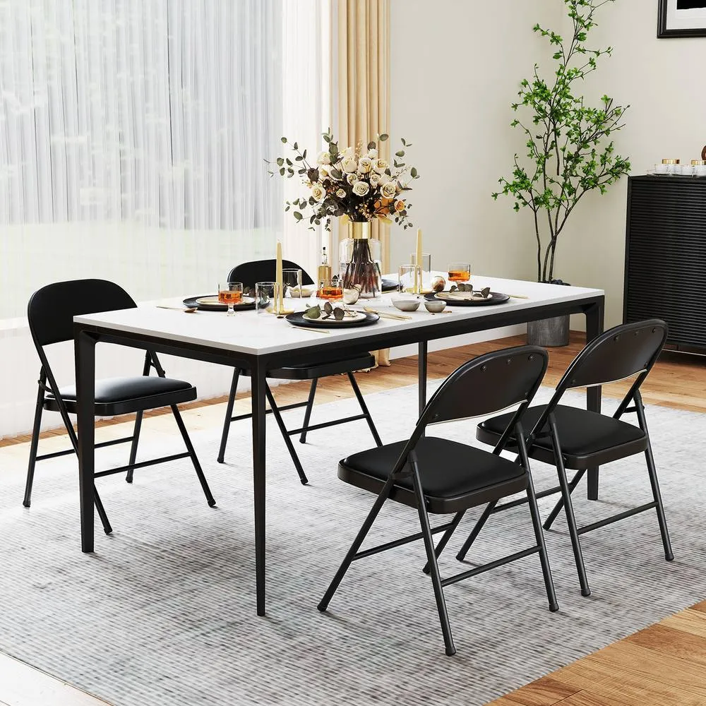 Costway Folding Chairs Padded Party Chairs with Metal Frame in Black 3