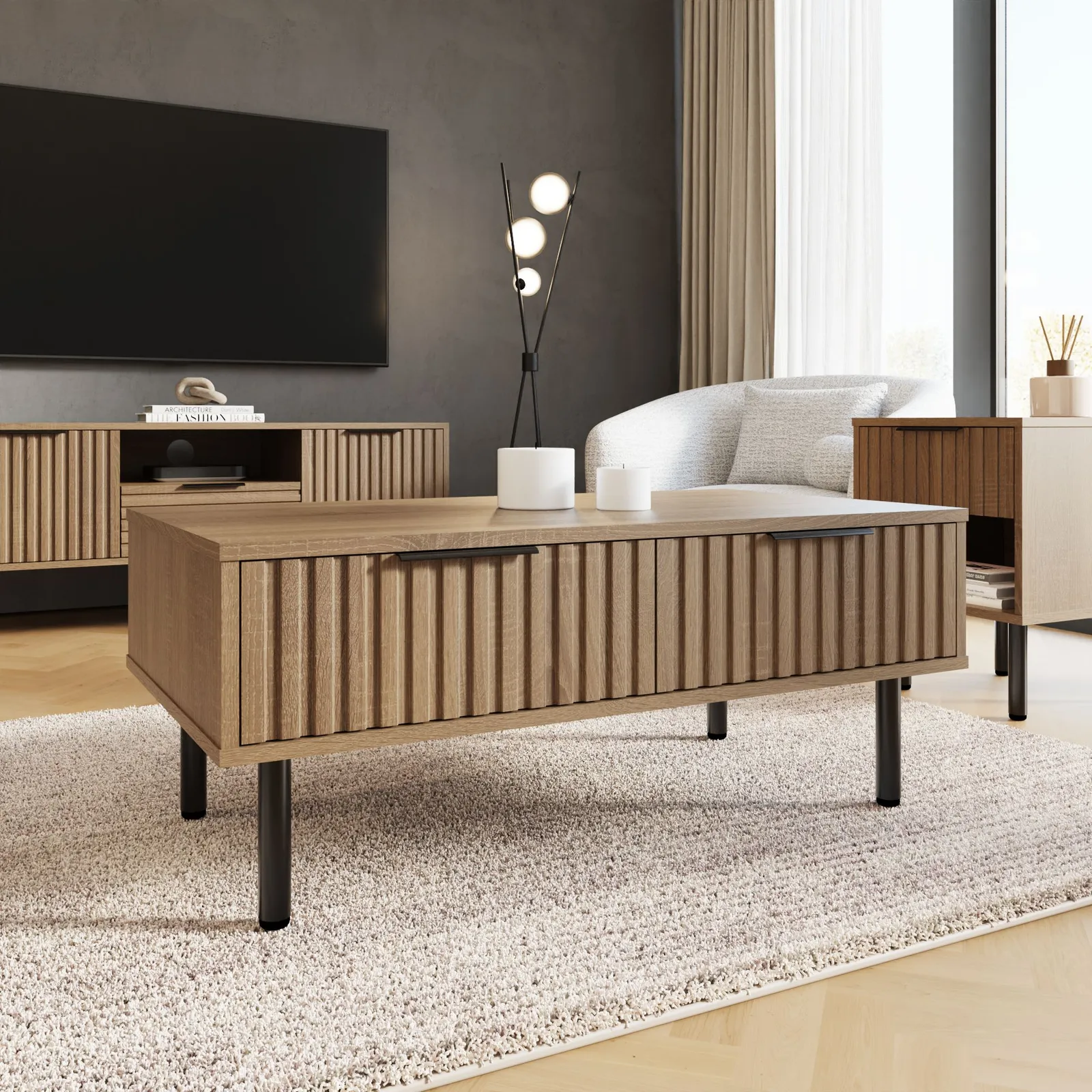 GFW Nervata Coffee Table in Light Oak 2