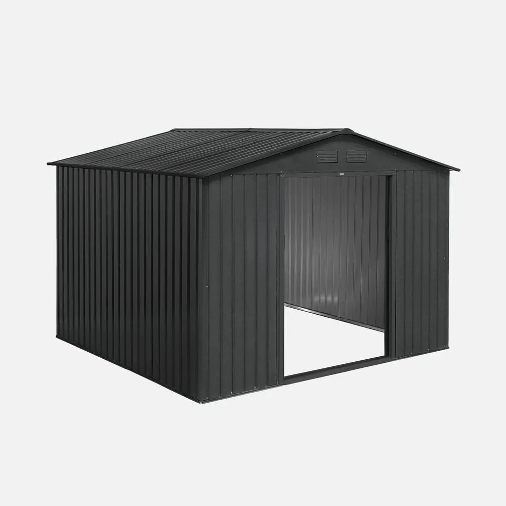 sweeek (9 X 8.5ft) 7.06m² Metal Garden Storage Shed in Dark Grey 2