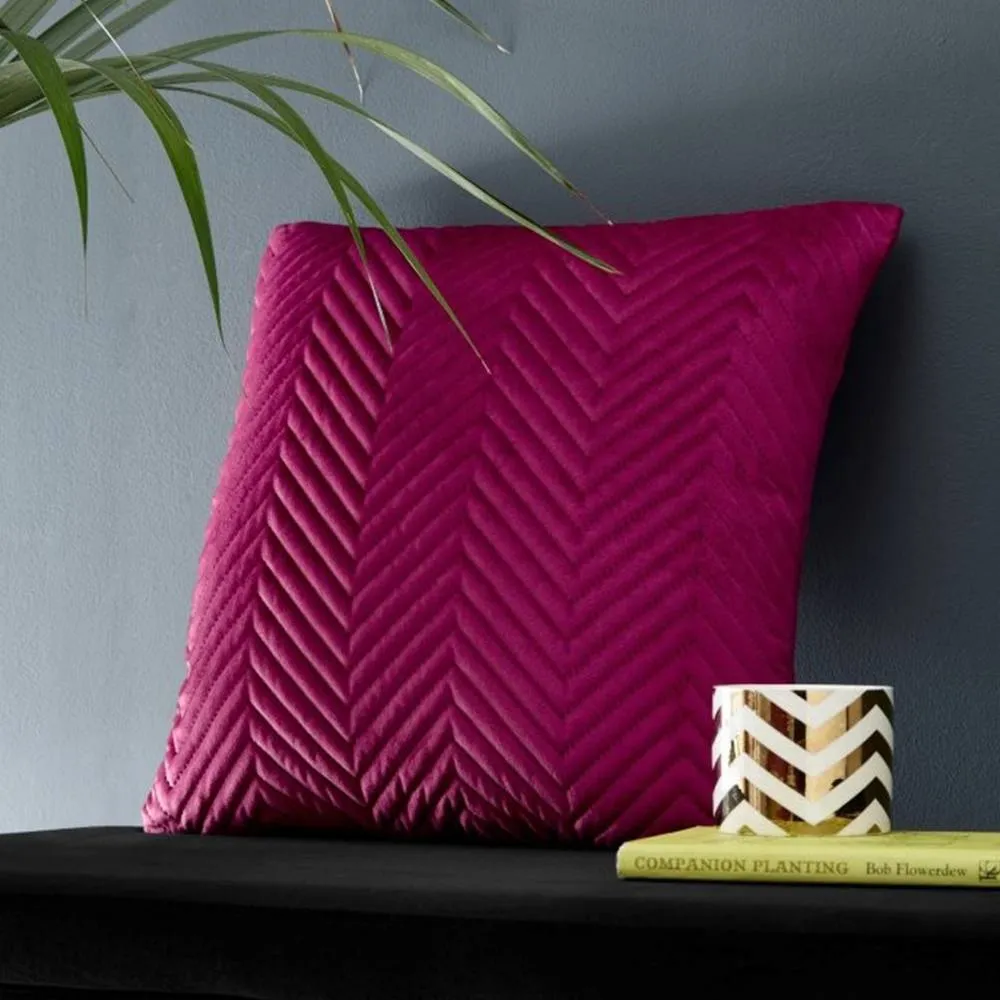 Portfolio Home Pinsonic Velvet Filled Cushion 56 x 56cm - 22" x 22" in Pink 1