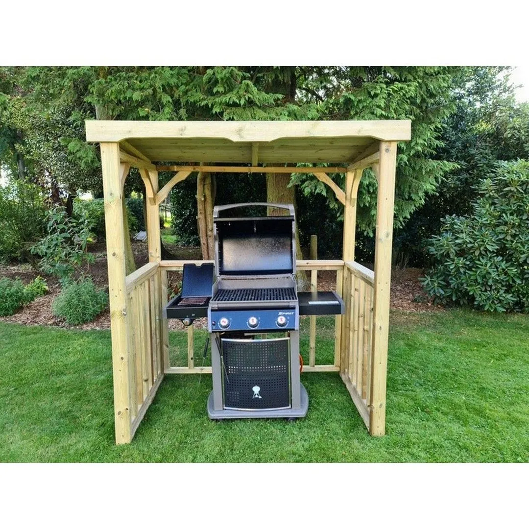 Churnet Valley Garden Furniture Ltd Emily BBQ Hut, Covered Timber gazebo, Min. Assembly Required in Brown