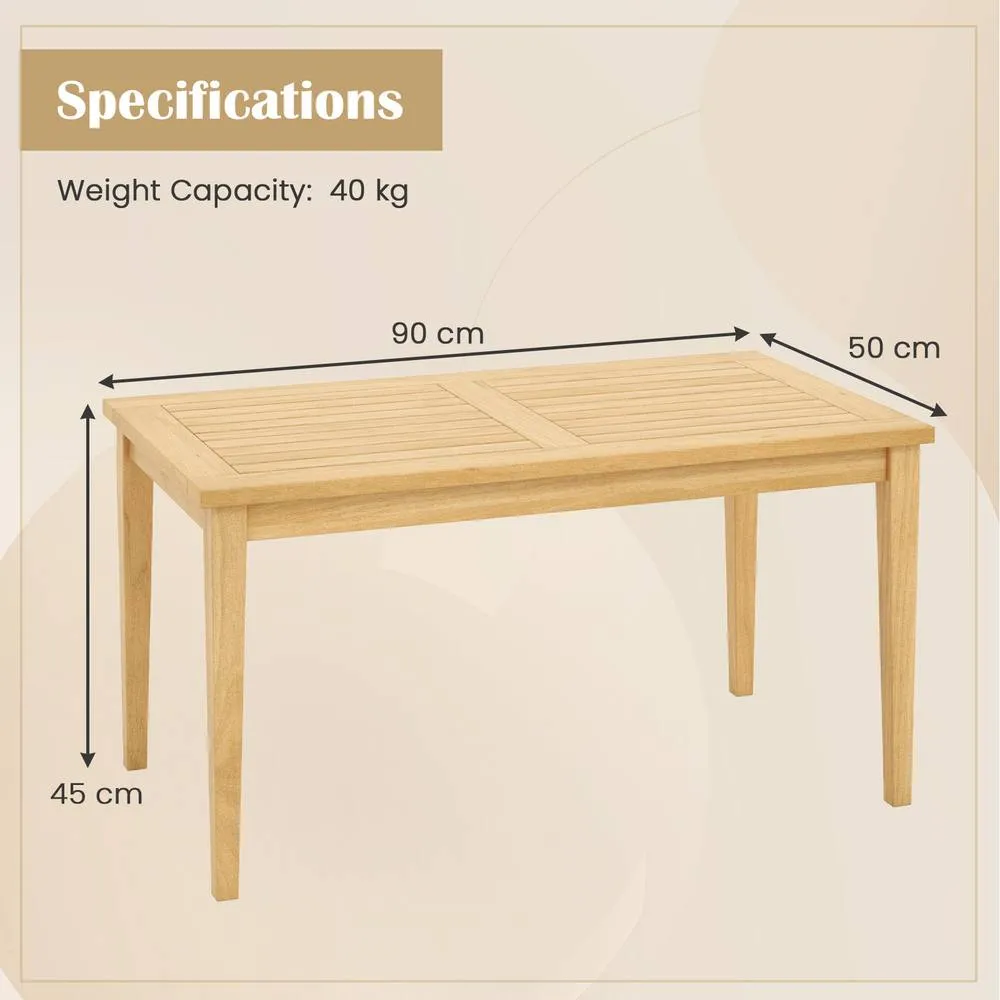 Costway Outdoor Teak Wood Coffee Table Solid Wood Patio Side Table-Natural in Natural 3
