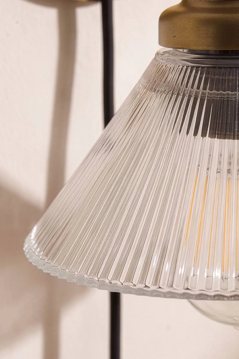 Dibor Fluted Glass & Iron Art Deco Wall Light in Gold 3