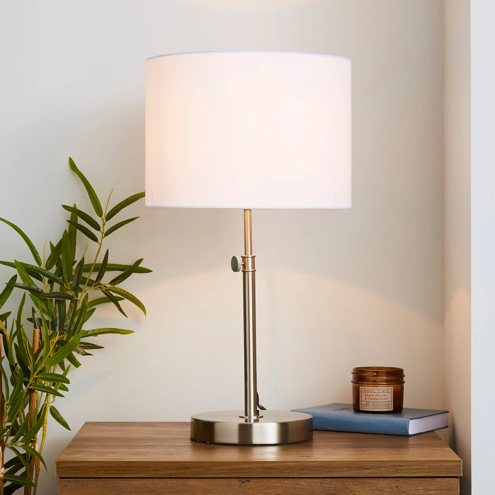 Hemming Adjustable Height Satin Nickel Table Lamp Satin Nickel