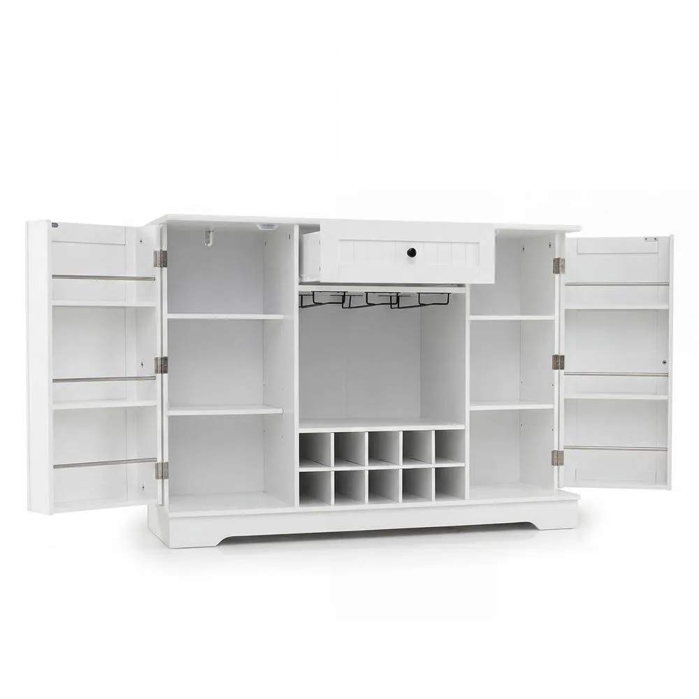 Costway 120 CM Kitchen Storage Cabinet with Door Shelves in White