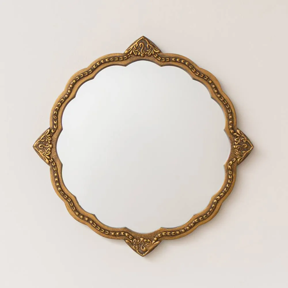 Melody Maison Ornate Antique Gold Round Wall Mirror - 50cm X 50cm 6